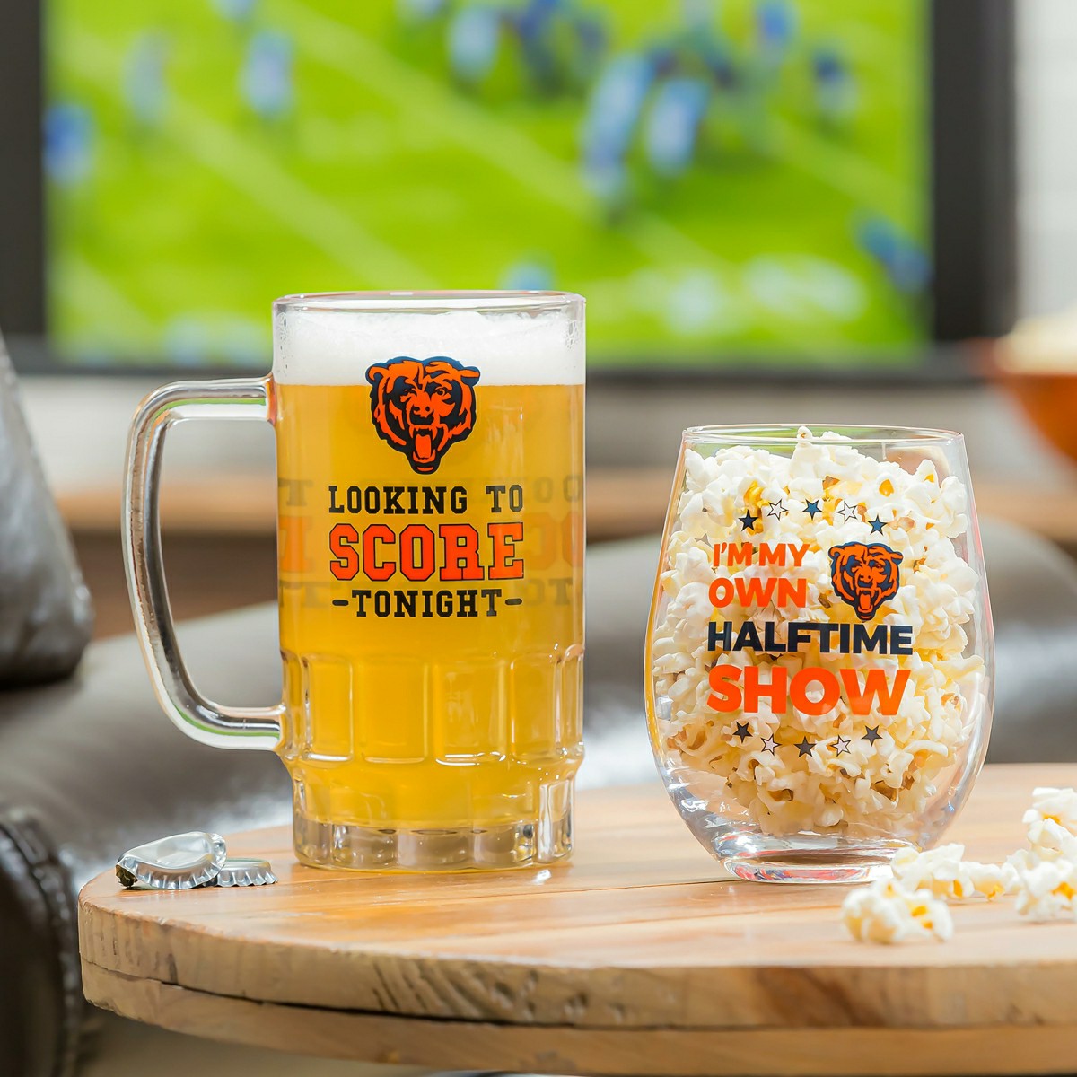 Team Sports America Everyday - Chicago Bears, Stemless 17OZ Wine & Beer 16 OZ Gift Set