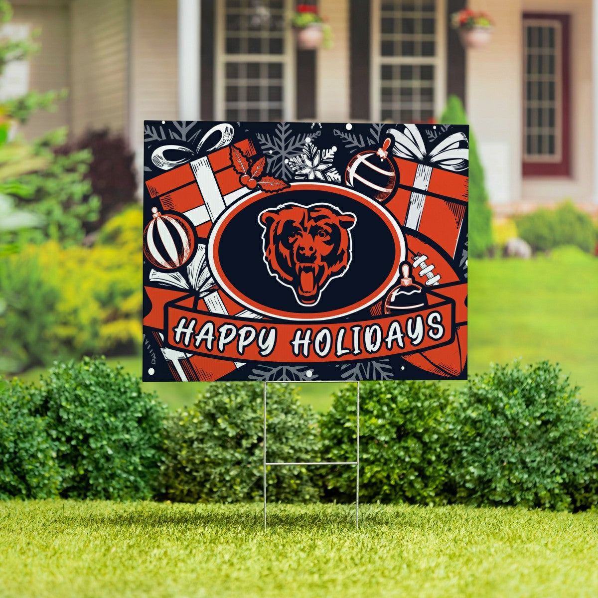 Team Sports America Trending - Chicago Bears Yard Sign, Holiday