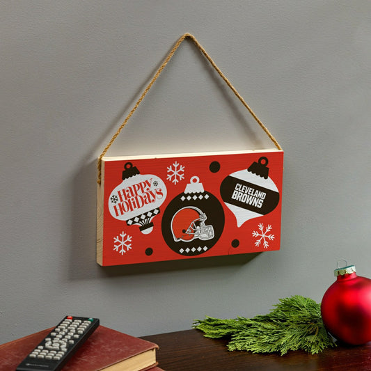 Team Sports America Essential - Cleveland Browns Holiday Wood Wall Sign, 6x11