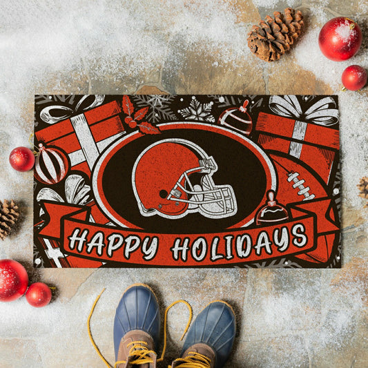 Team Sports America Classic - Cleveland Browns Holiday PVC Mat, 28"x16"