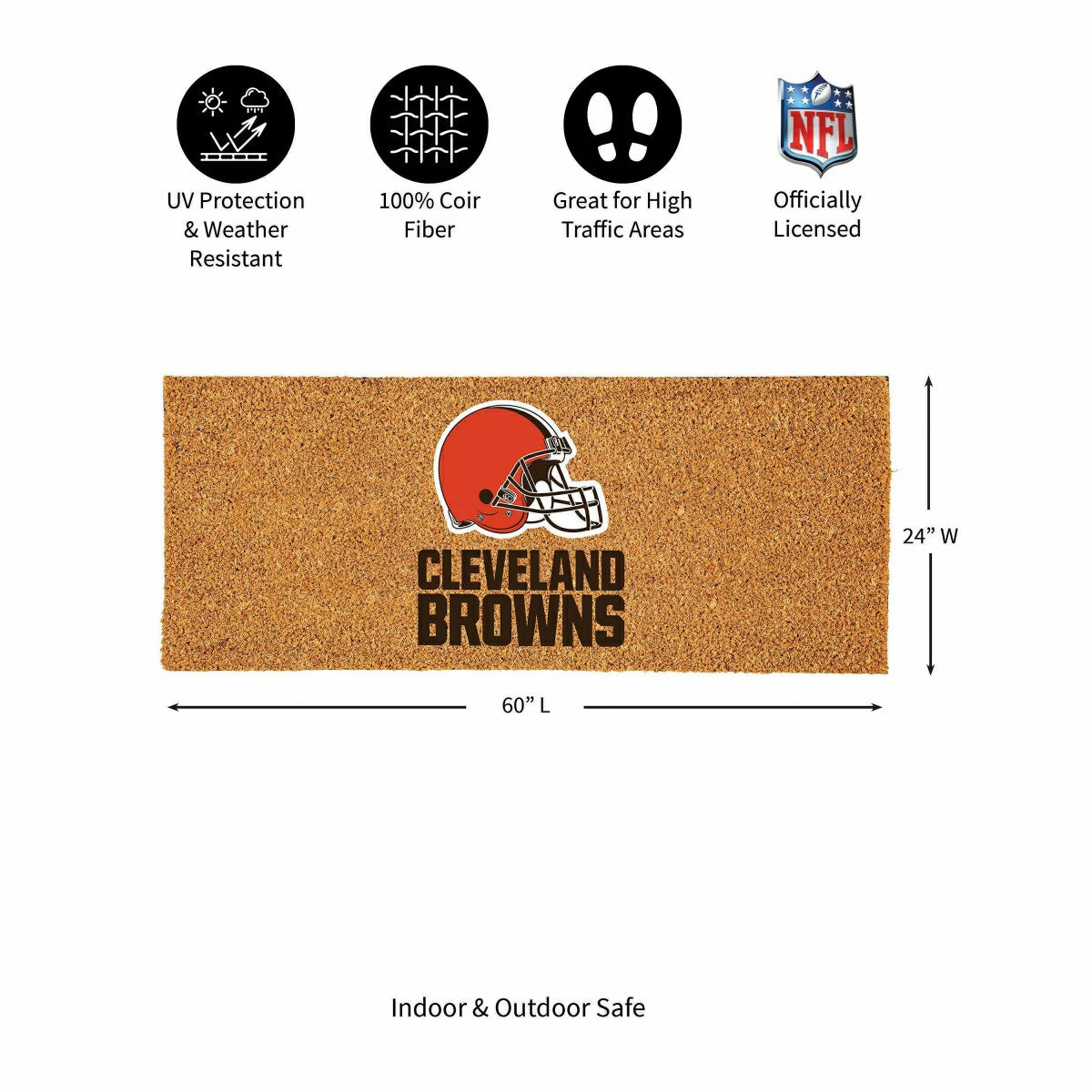 Team Sports America Signature - Cleveland Browns Extra Large Full Color Coir Mat, 60"x24"