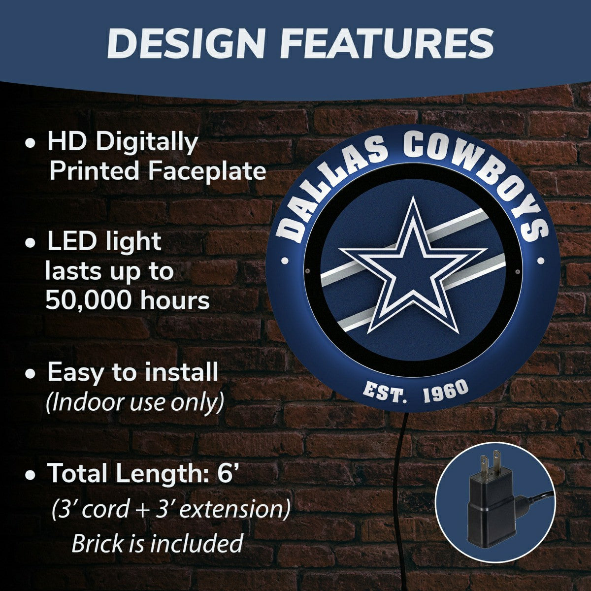 Team Sports America Value - Dallas Cowboys, Metal Lite, Round