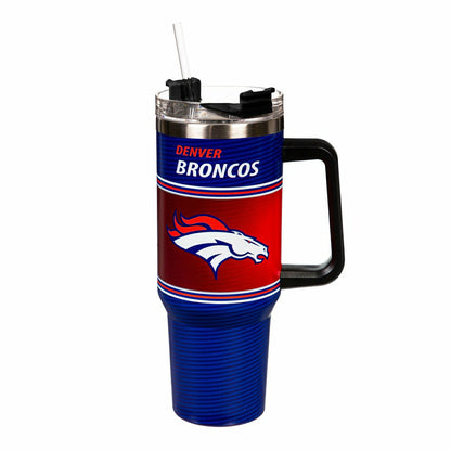 Team Sports America Value - 40oz Stainless Steel Canyon Cup w/ Straw, Denver Broncos