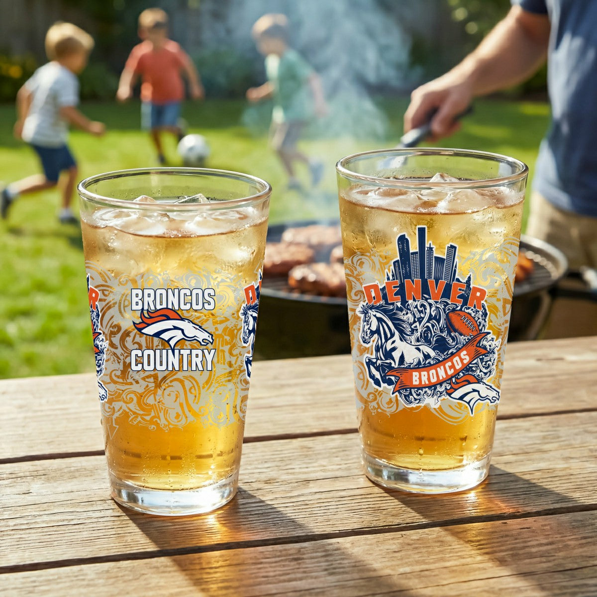 Team Sports America Best Seller - Denver Broncos 16oz Glass pint, Set of 2