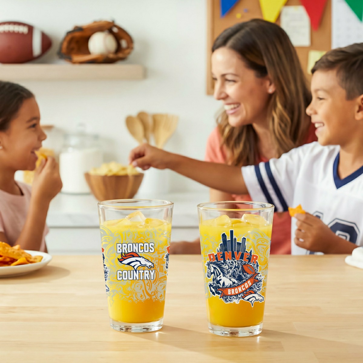 Team Sports America Best Seller - Denver Broncos 16oz Glass pint, Set of 2