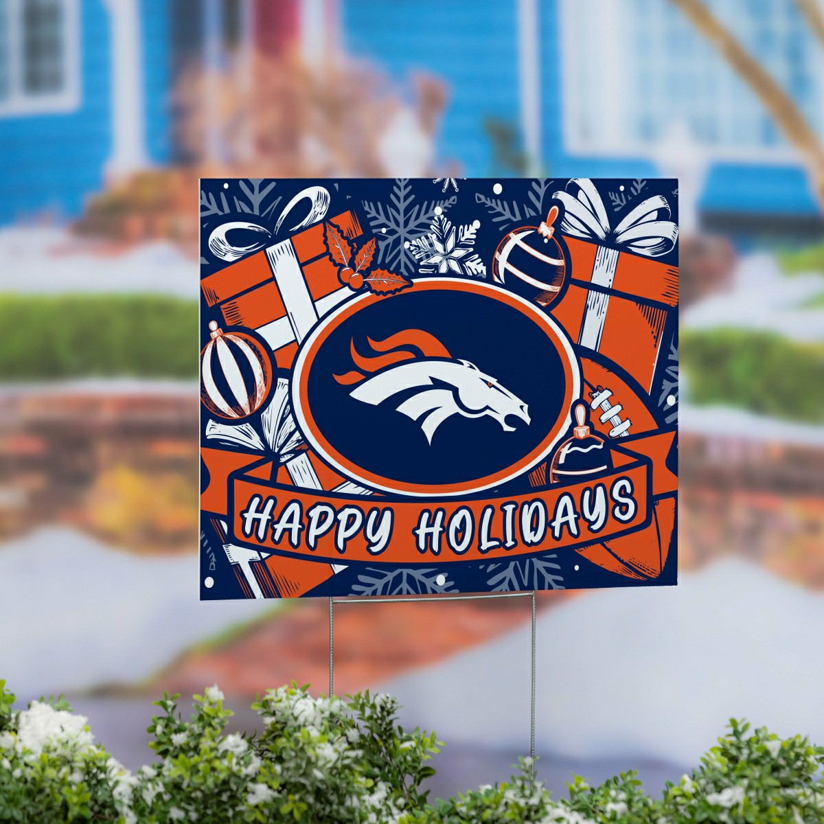 Team Sports America Essential - Denver Broncos Yard Sign, Holiday