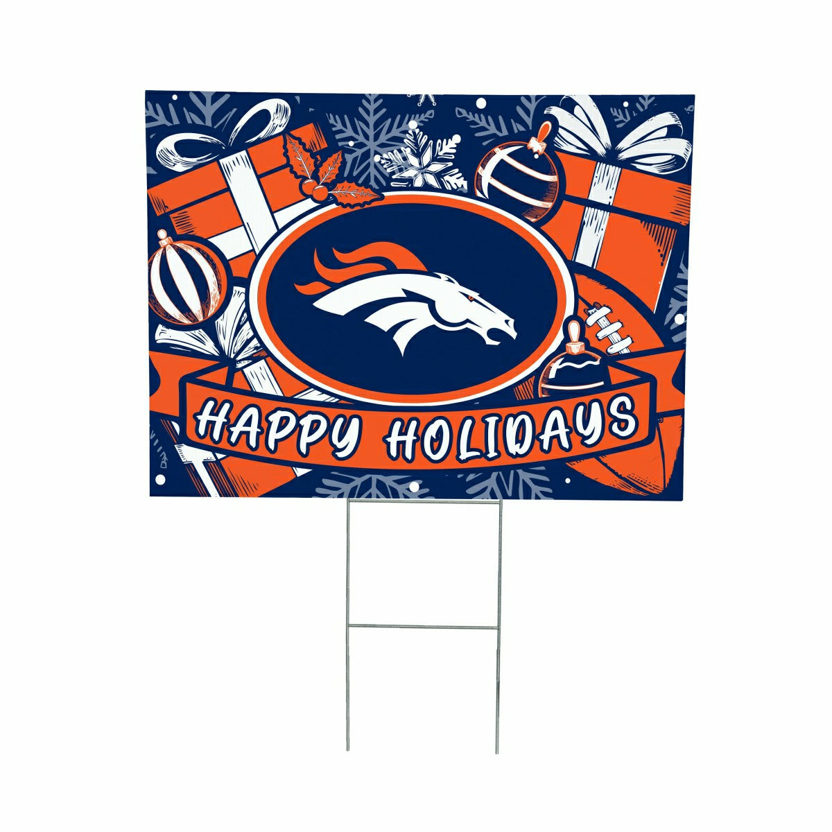 Team Sports America Essential - Denver Broncos Yard Sign, Holiday