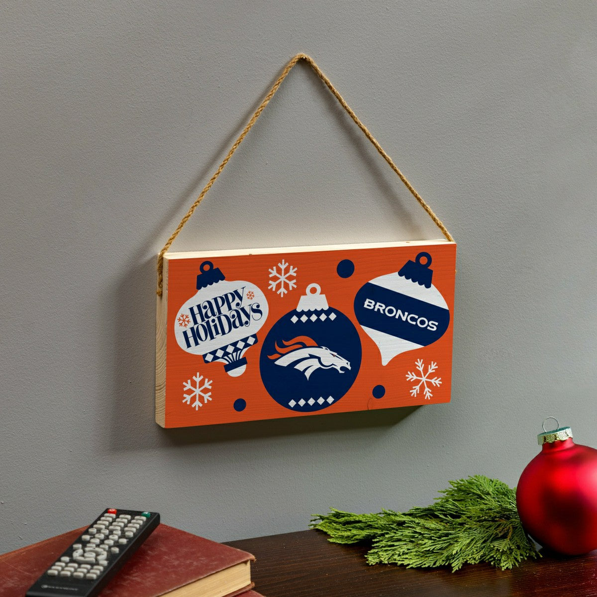 Team Sports America Recommended - Denver Broncos Holiday Wood Wall Sign, 6x11