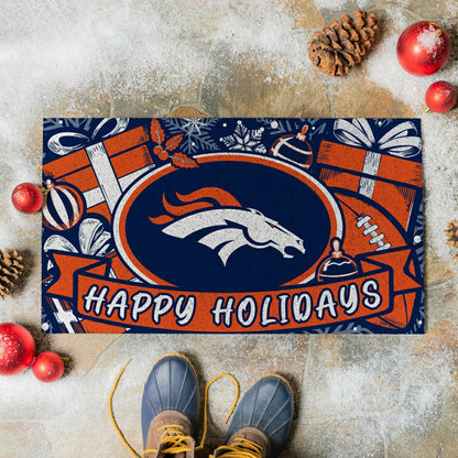 Team Sports America Trending - Denver Broncos Holiday PVC Mat, 28"x16"