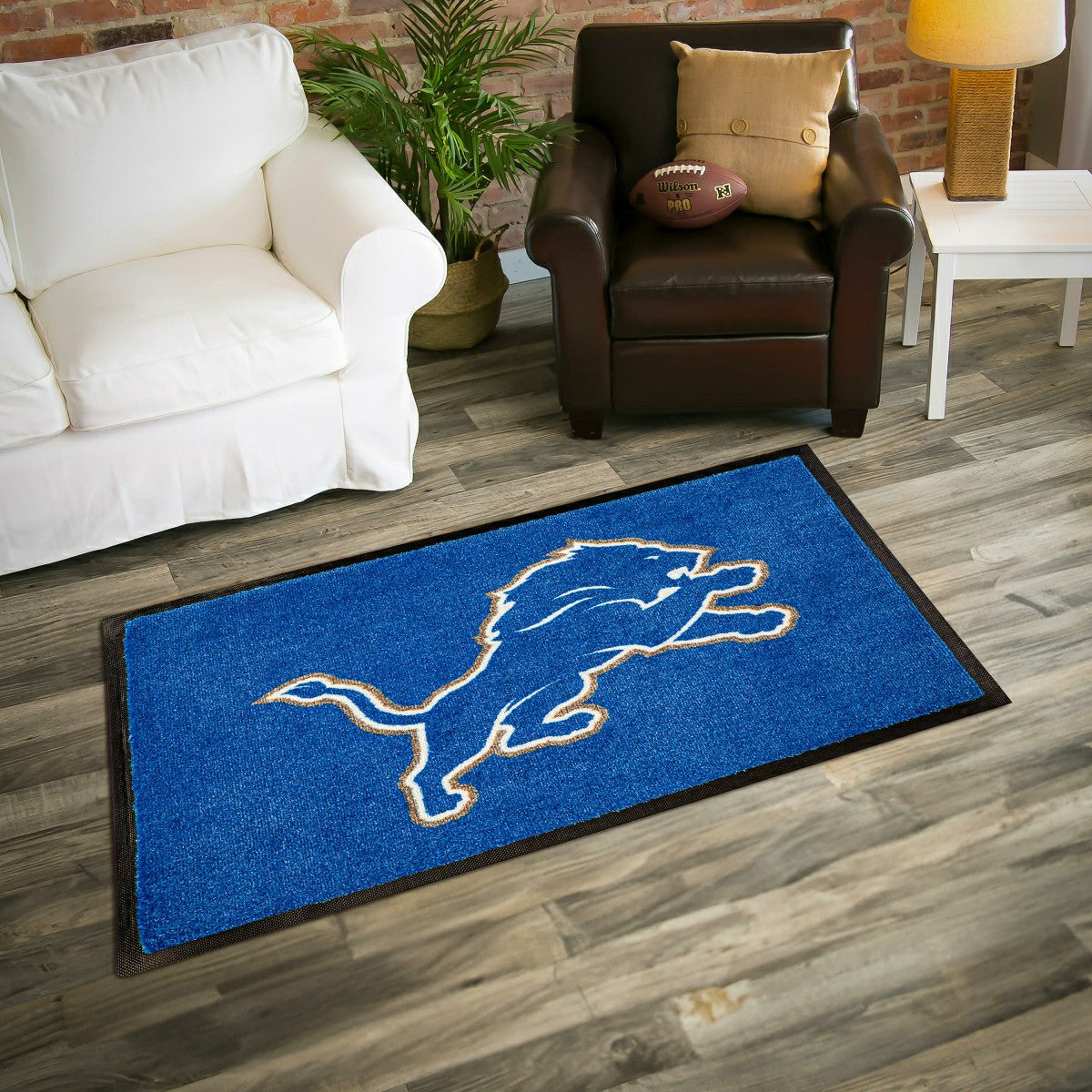 Team Sports America Everyday - 3'x5' Large USA Indoor Outdoor Entryway Mat, Detroit Lions
