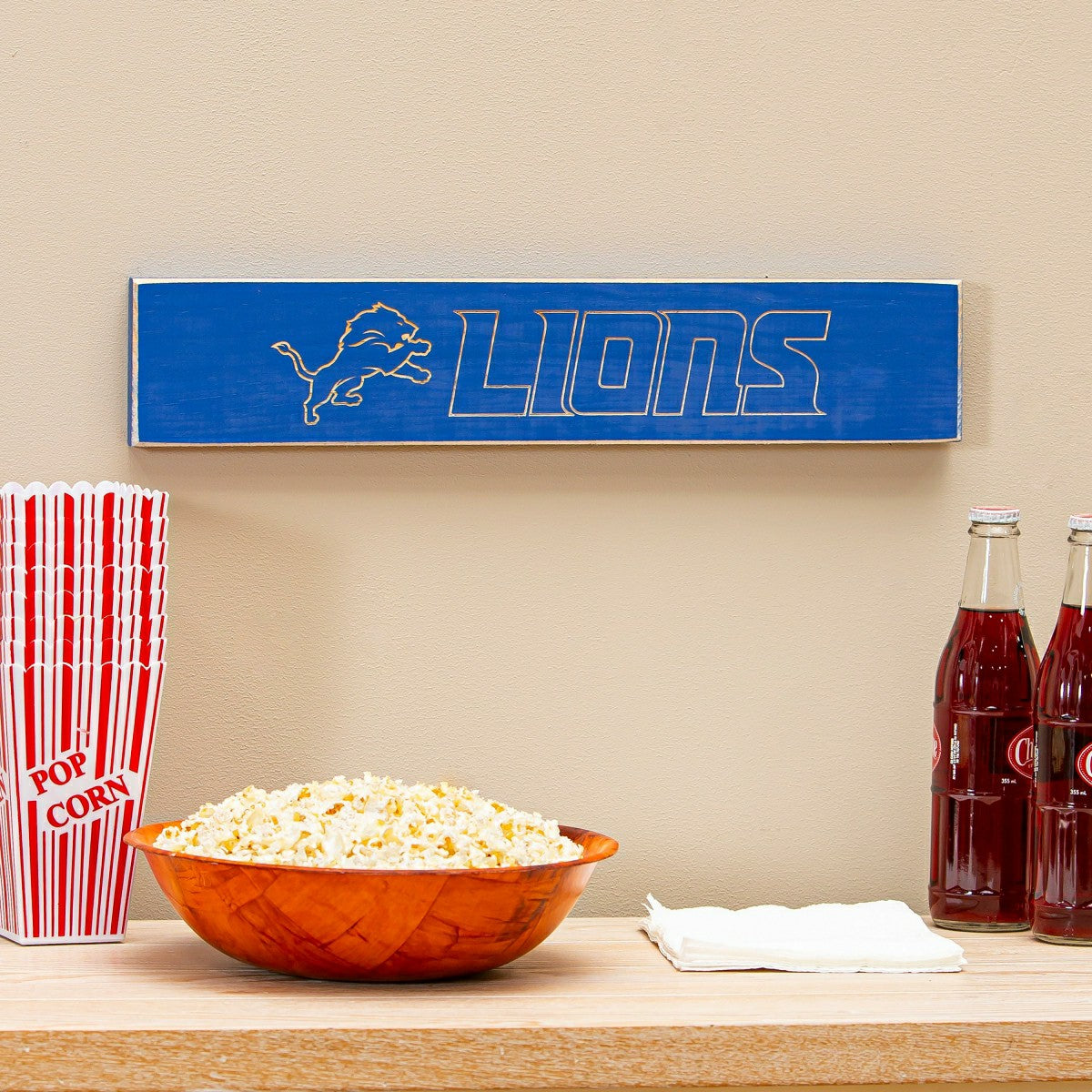 Team Sports America Best Seller - Detroit Lions Engraved Wood Sign, 3.5" x 18"