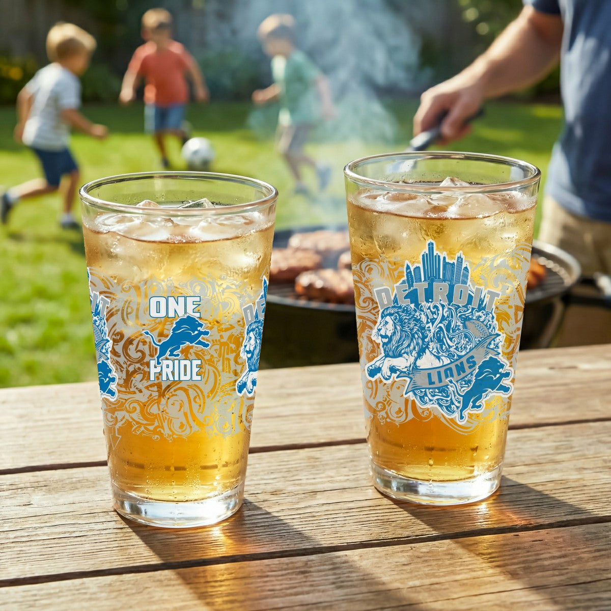 Team Sports America Everyday - Detroit Lions 16oz Glass pint, Set of 2