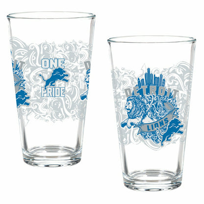 Team Sports America Everyday - Detroit Lions 16oz Glass pint, Set of 2