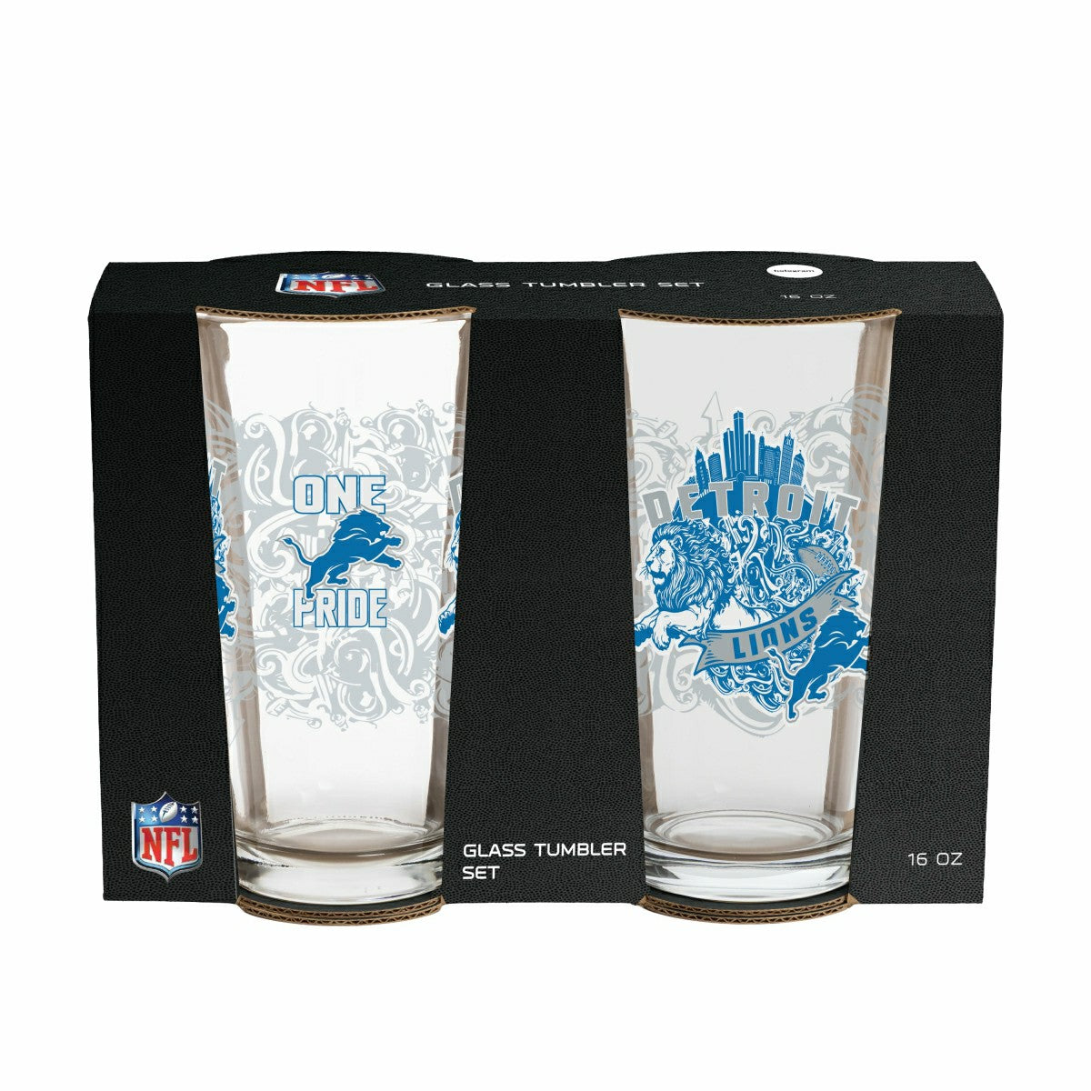 Team Sports America Everyday - Detroit Lions 16oz Glass pint, Set of 2