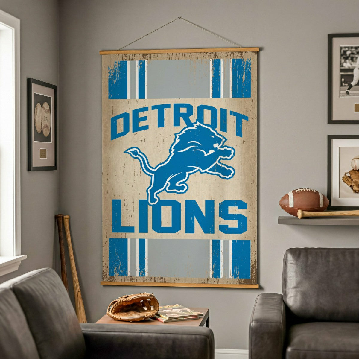 Team Sports America Best Seller - Detroit Lions, Canvas Wall Tapestry, Large, 54x36