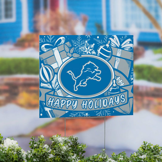 Team Sports America Exclusive - Detroit Lions Yard Sign, Holiday