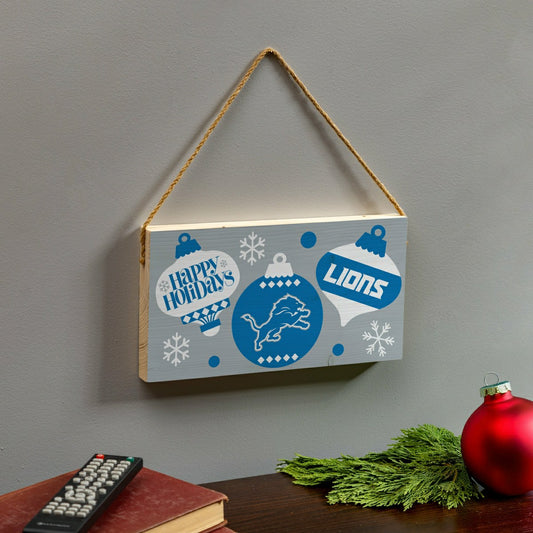 Team Sports America Essential - Detroit Lions Holiday Wood Wall Sign, 6x11
