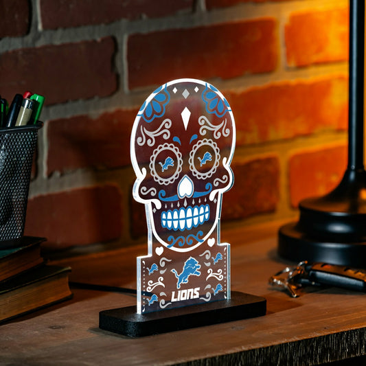 Team Sports America Exclusive - Detroit Lions NFL Football Sugar Skull Desklite LED Decor