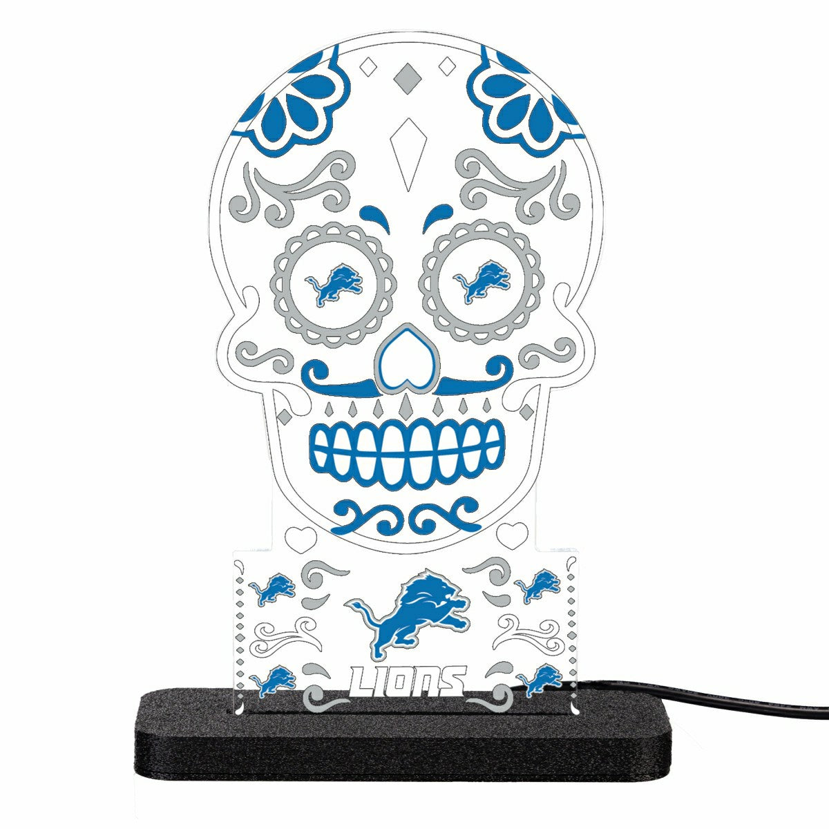 Team Sports America Exclusive - Detroit Lions NFL Football Sugar Skull Desklite LED Decor