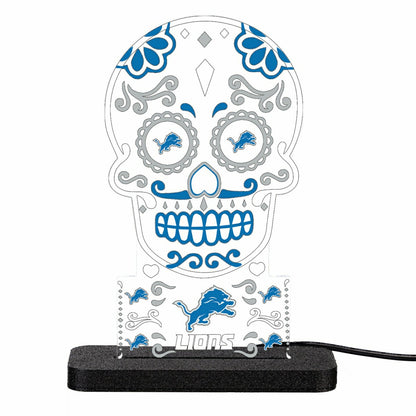 Team Sports America Exclusive - Detroit Lions NFL Football Sugar Skull Desklite LED Decor