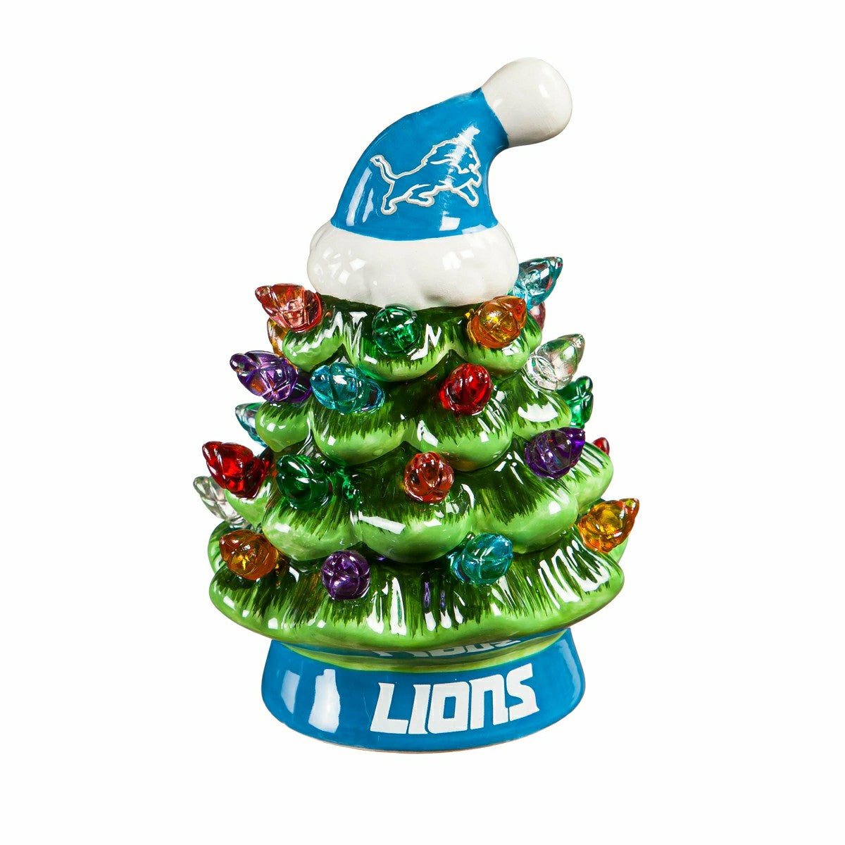 Team Sports America Signature - 4" Mini LED Tabletop Christmas Tree, Set of 2, Detroit Lions