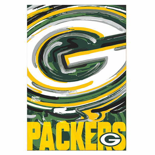 Team Sports America Essential - Green Bay Packers Justin Patten Logo Suede Garden Flag