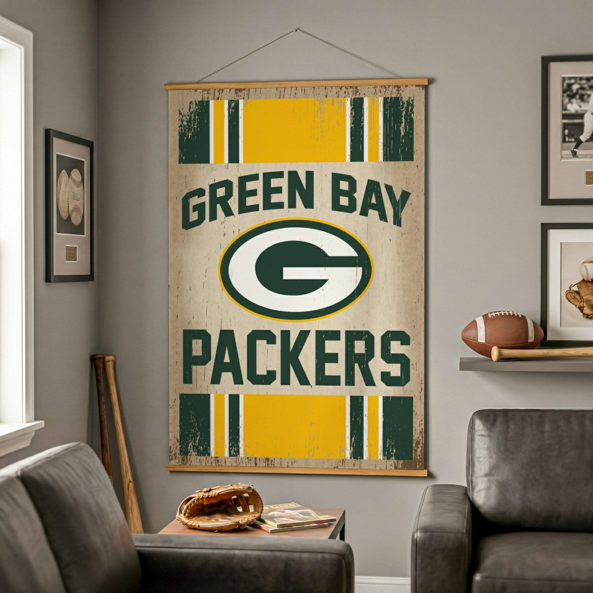 Team Sports America Value - Green Bay Packers, Canvas Wall Tapestry, Large, 54x36