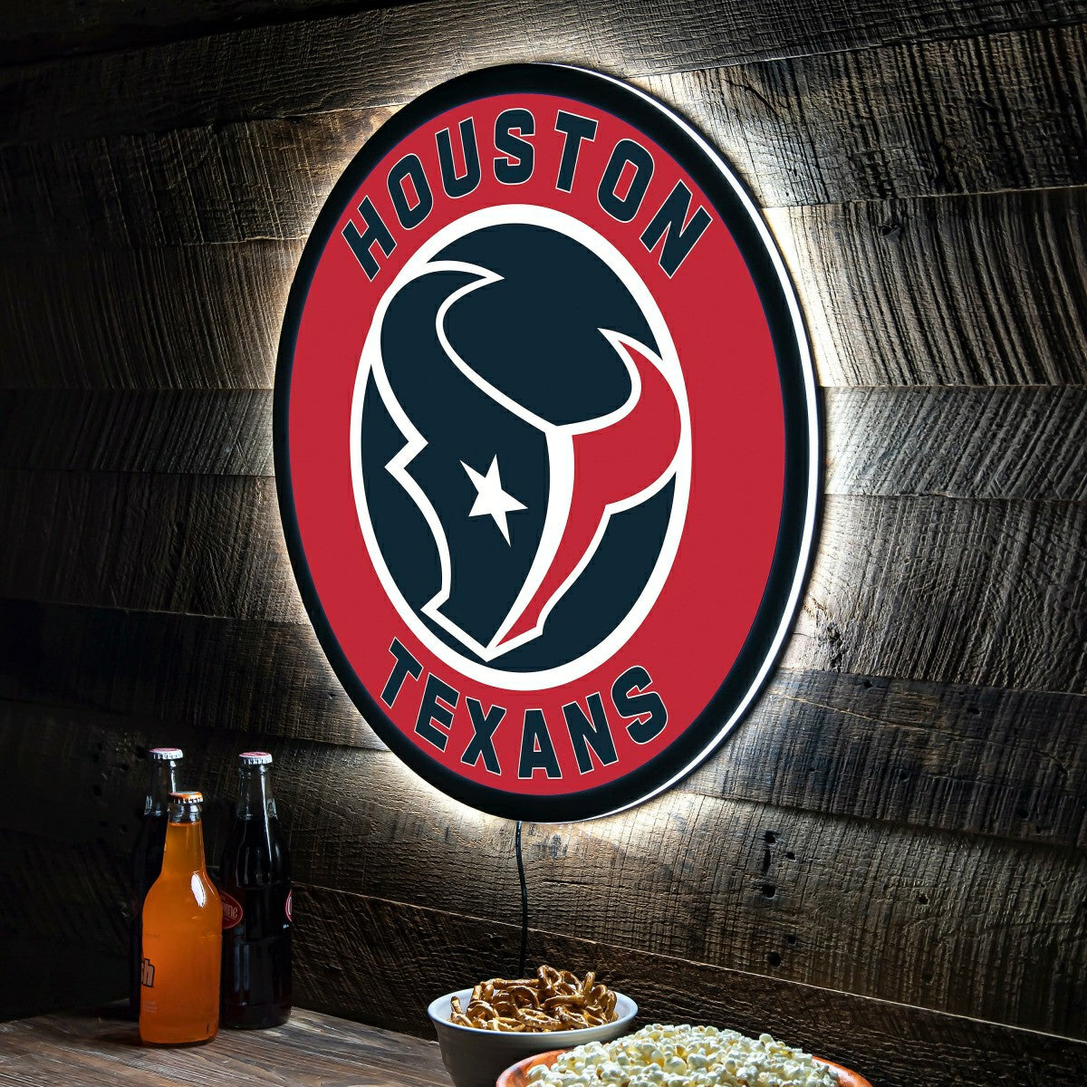 Team Sports America Essential - LED Wall Decor, Round, Houston Texans