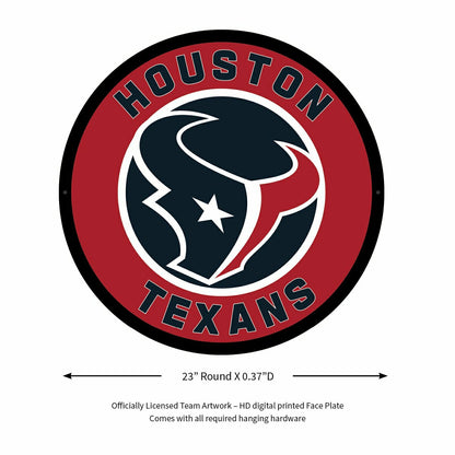 Team Sports America Essential - LED Wall Decor, Round, Houston Texans