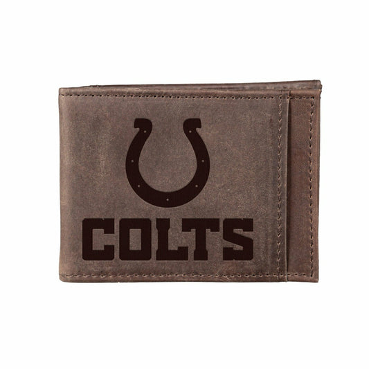 Team Sports America Best Seller - Front Pocket Wallet w/ RFID Blocking, Indianapolis Colts, Brown