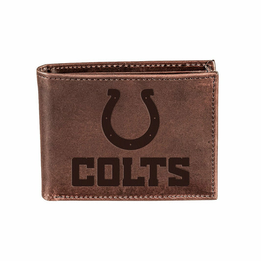 Team Sports America Exclusive - Indianapolis Colts, Bi-Fold Wallet, Brown, CH, 100% Genuine Leather