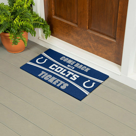 Team Sports America Essential - 28" x 16" PVC Trapper Mat, Come Back with Tickets, Indianapolis Colts