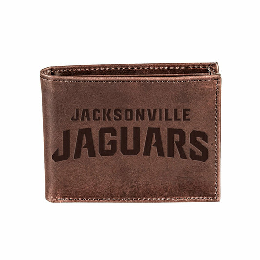 Team Sports America Classic - Jacksonville Jaguars, Bi-Fold Wallet, Brown, CH, 100% Genuine Leather