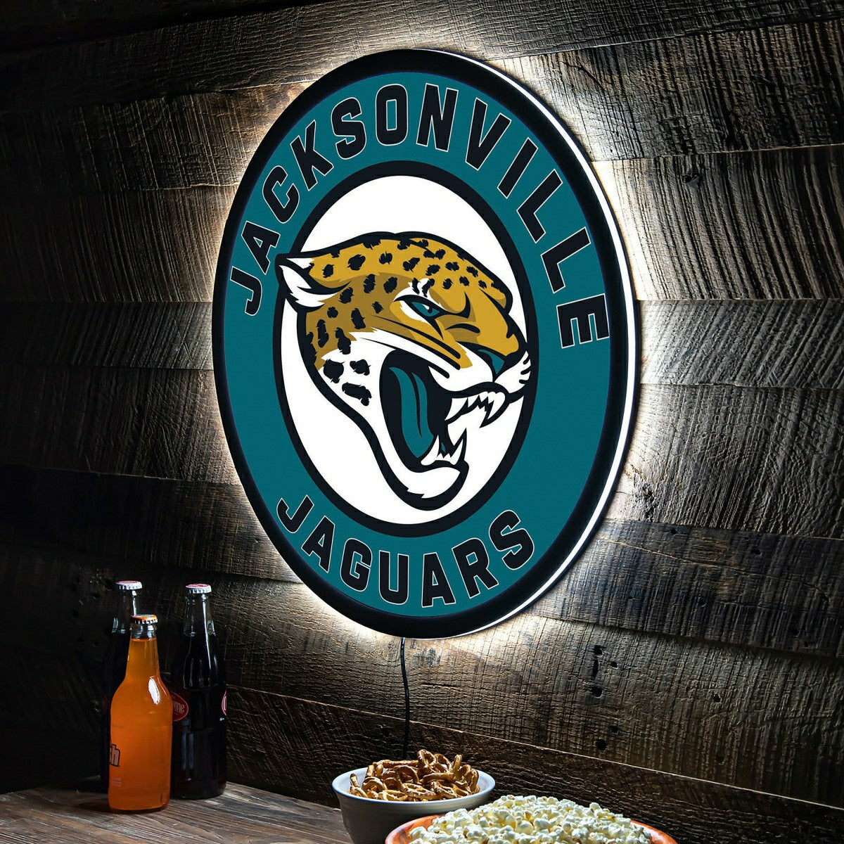 Team Sports America Classic - LED Wall Decor, Round, Jacksonville Jaguars