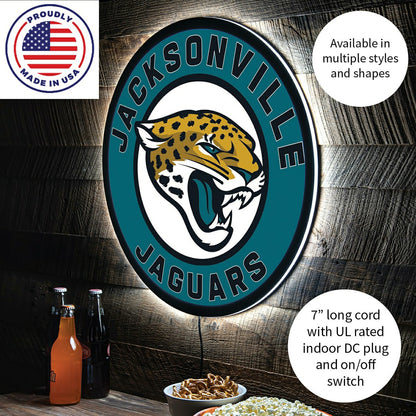 Team Sports America Classic - LED Wall Decor, Round, Jacksonville Jaguars