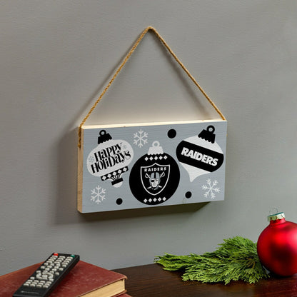 Team Sports America Recommended - Las Vegas Raiders Holiday Wood Wall Sign, 6x11