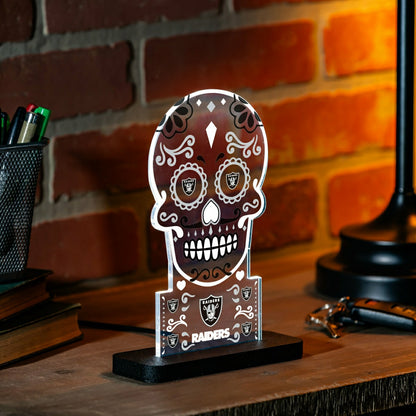 Team Sports America Exclusive - Las Vegas Raiders NFL Football Sugar Skull Desklite LED Decor