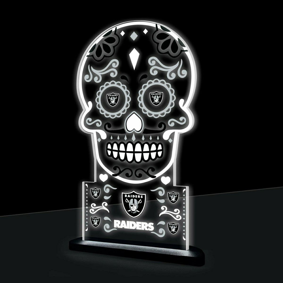 Team Sports America Exclusive - Las Vegas Raiders NFL Football Sugar Skull Desklite LED Decor