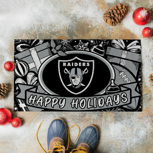 Team Sports America Signature - LAS VEGAS RAIDERS Holiday PVC Mat, 28"x16"