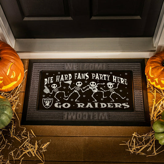 Team Sports America Everyday - Las Vegas Raiders Flocked Coir Halloween Sassafras Switch Mat, 22"x10"