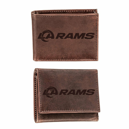 Team Sports America Signature - Los Angeles Rams, Bi-Fold and Tri-Fold Wallet Gift Set, Brown