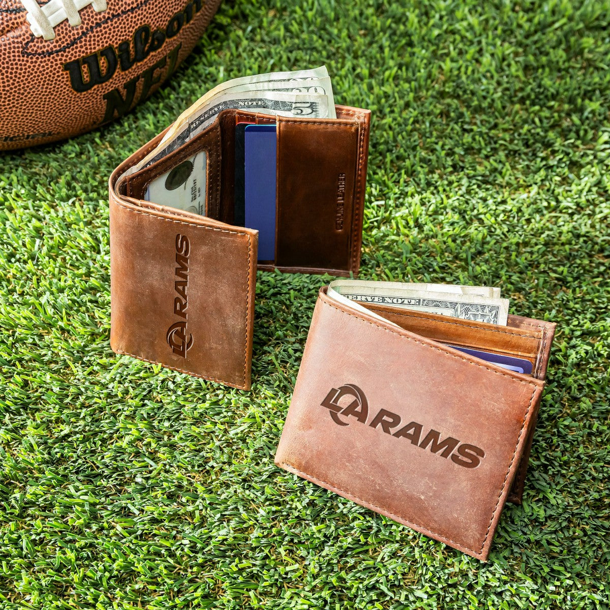 Team Sports America Signature - Los Angeles Rams, Bi-Fold and Tri-Fold Wallet Gift Set, Brown