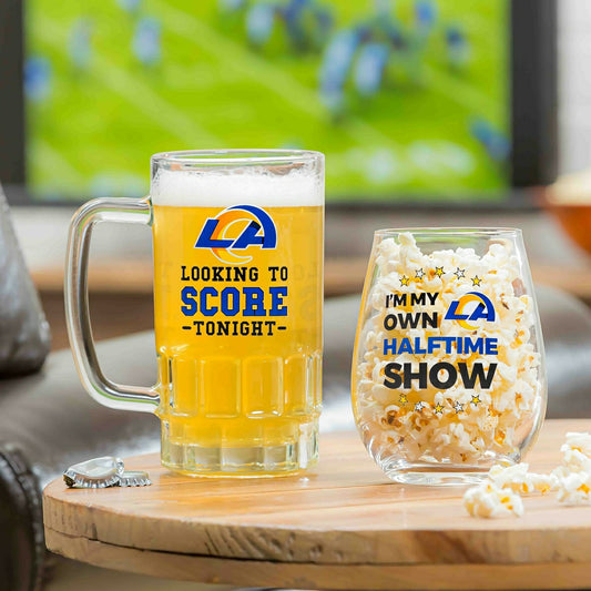 Team Sports America Essential - Los Angeles Rams, Stemless 17OZ Wine & Beer 16 OZ Gift Set