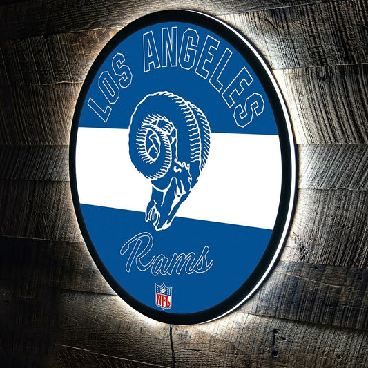 Team Sports America Everyday - Los Angeles Rams NFL Football Large Round Vintage Edgelite LED Decor