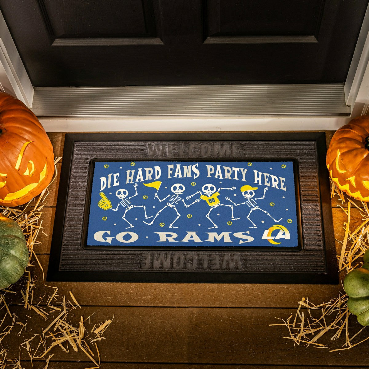 Team Sports America Value - Los Angeles Rams Flocked Coir Halloween Sassafras Switch Mat, 22"x10"