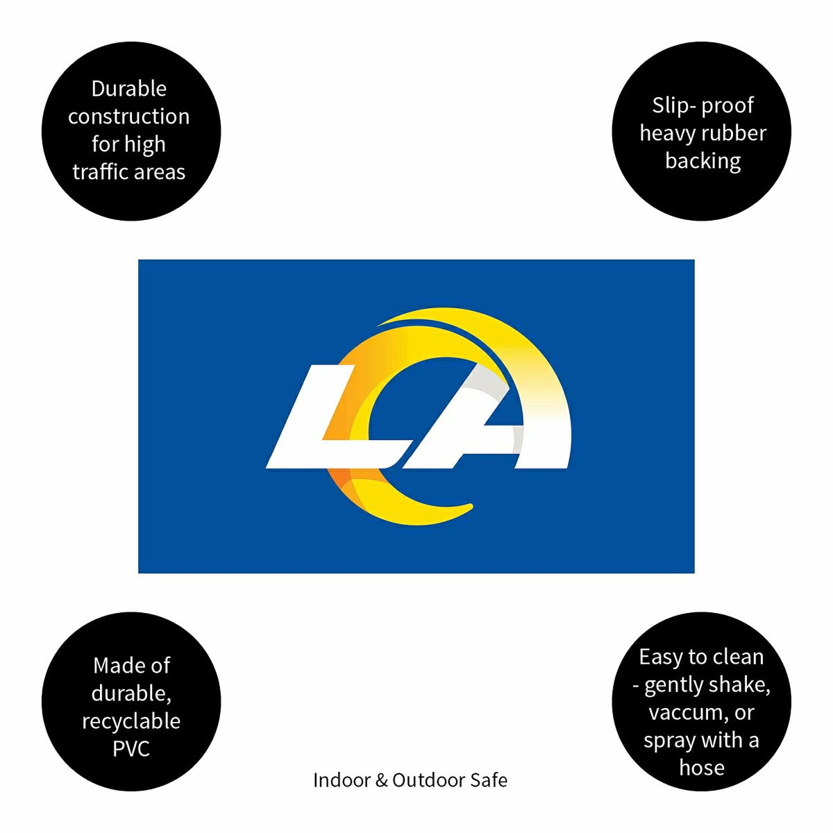 Team Sports America Essential - Full Color PVC Mat, 16" x 28", Los Angeles Rams