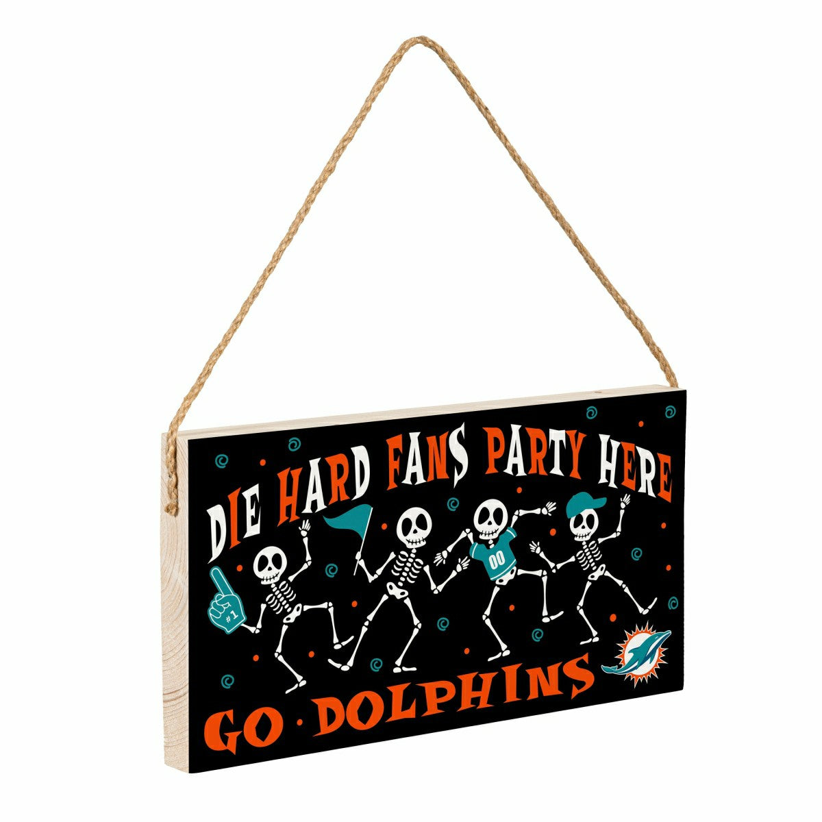 Team Sports America Exclusive - Miami Dolphins Halloween Wood Wall Sign, 6x11