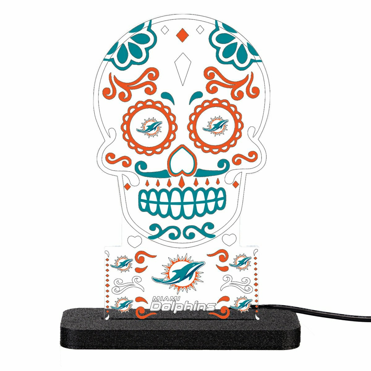 Team Sports America Signature - Miami Dolphins NFL Football Sugar Skull Desklite LED Decor