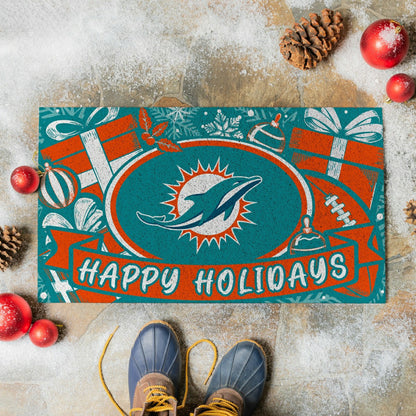 Team Sports America Essential - Miami Dolphins Holiday PVC Mat, 28"x16"