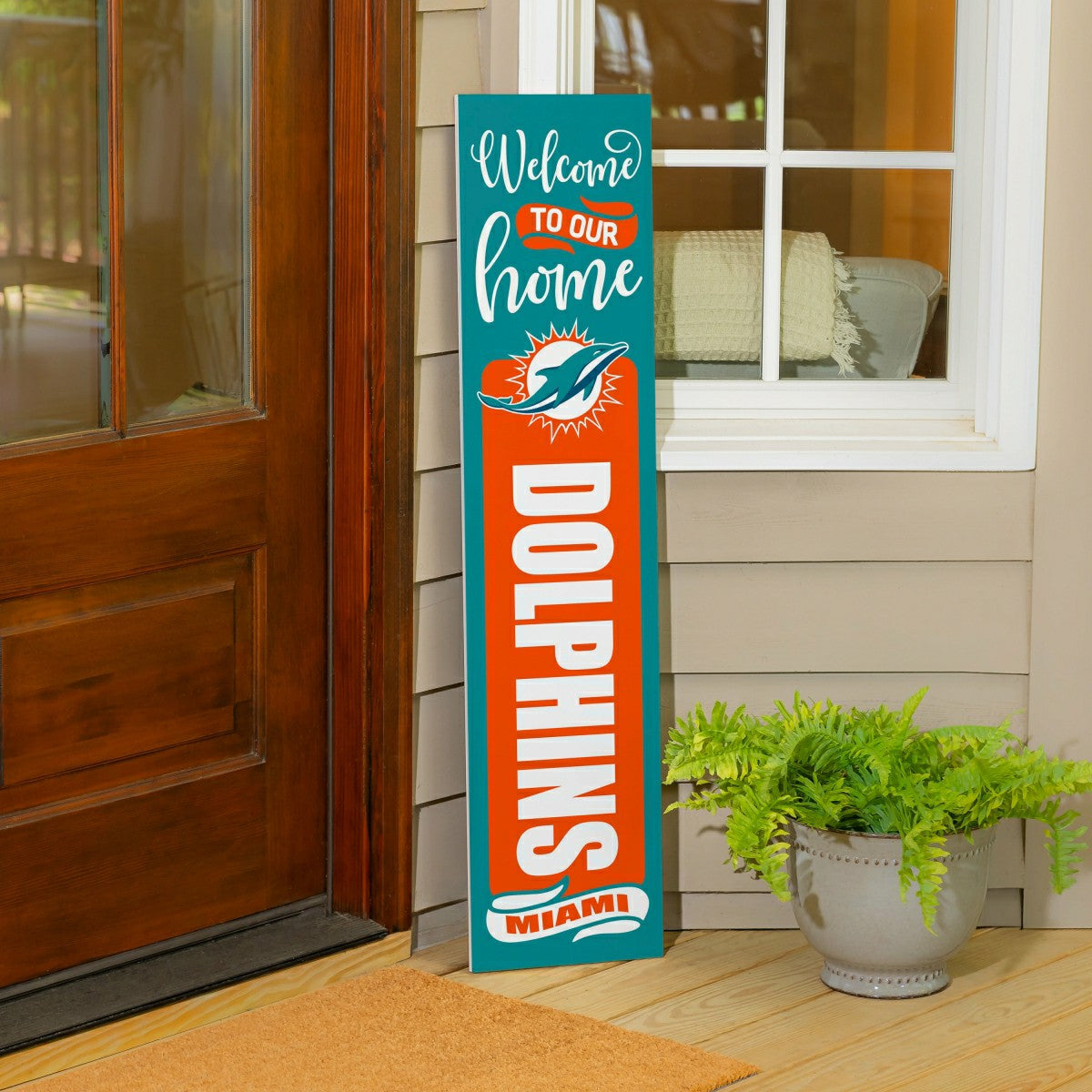 Team Sports America Value - 47" Double Sided Leaner, Miami Dolphins, Halloween